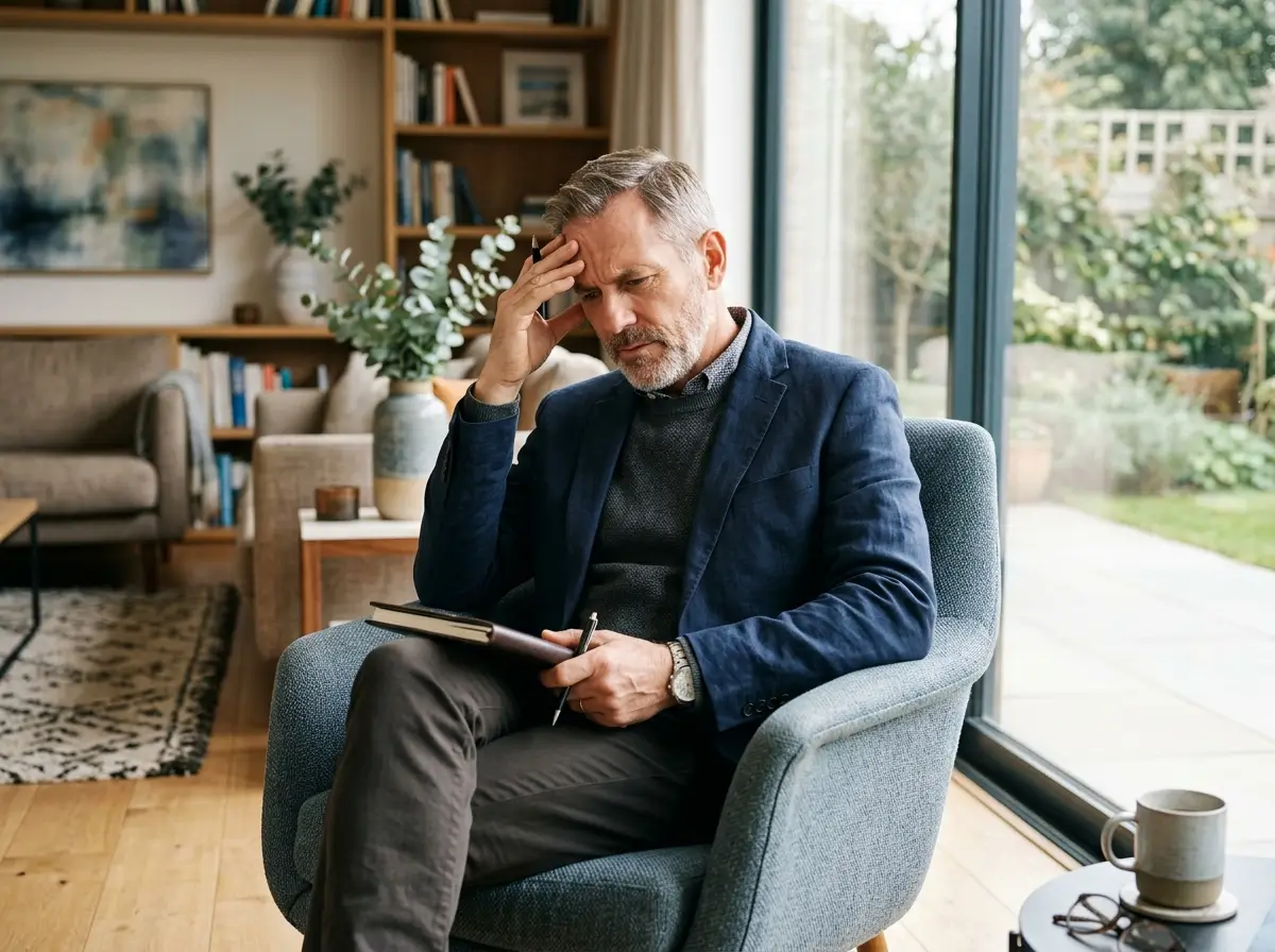 Person experiencing brain fog and mental fatigue at work