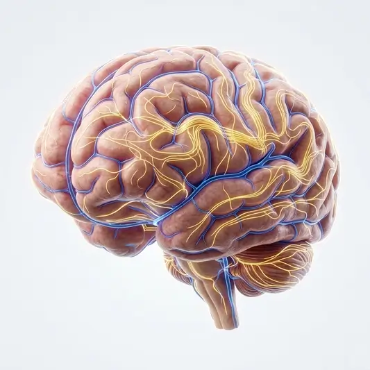Graphic showing healthy blood flow and circulation in the human brain